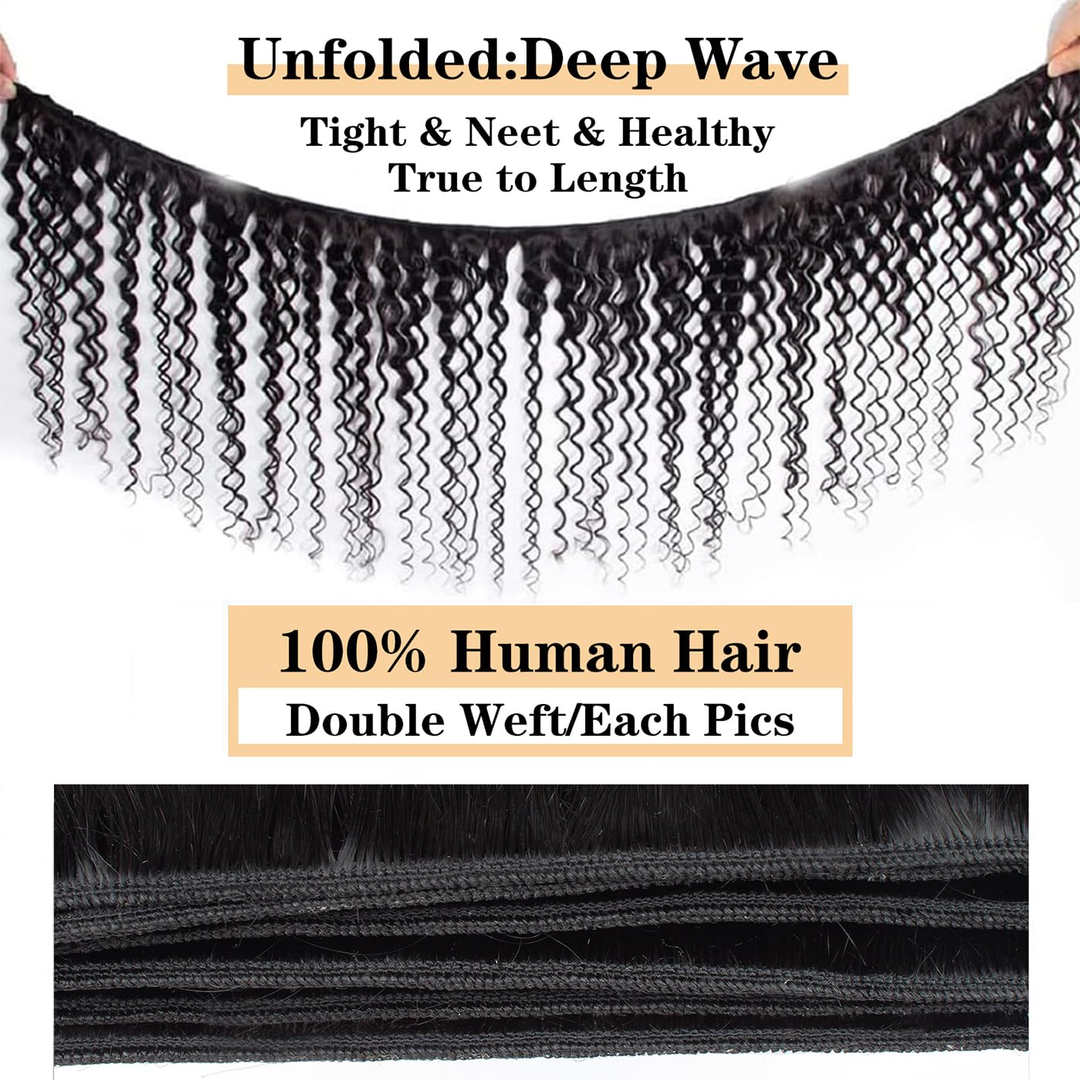 lumiere 15A Hair Brazilian Deep Wave 4 Bundles Virgin Human Hair Extensions 10-24 inches