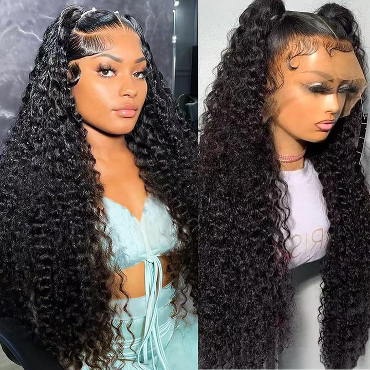 Perruque de cheveux humains sans colle Water Wave Lace Frontal Wear &amp; Go pré-épilée avec des cheveux de bébé 
