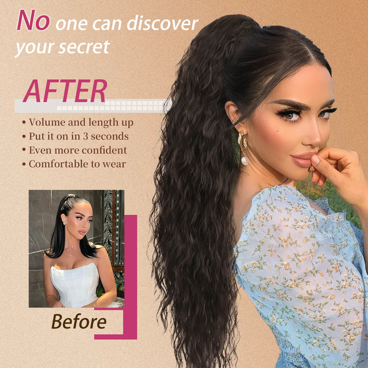 Extensions de cheveux humains de queue de cheval de griffe de vague de corps 