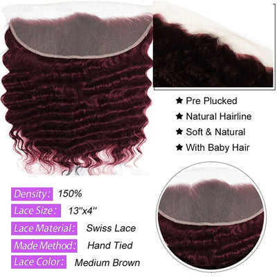 #99j  Loose Deep 3 Bundles With 13x4 Transparent Lace Frontal Brazilian Hair