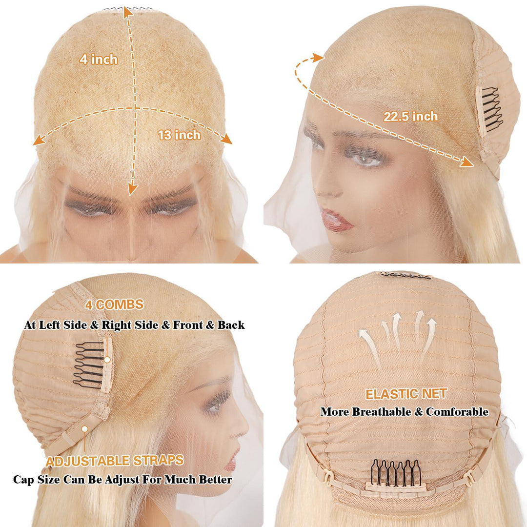 Lumiere Hair 613 Straight Lace Frontal Human Hair Wigs With Optional Replaceable Lace Front
