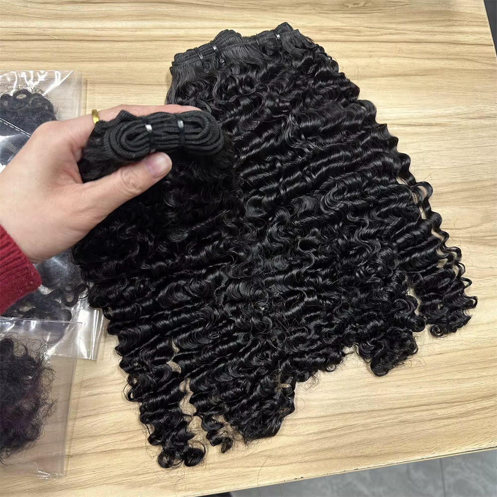 Lumiere 15A Natural Black Burmese Curly Human Hair 4 Bundles Double Weft Weave Bundle Extensions