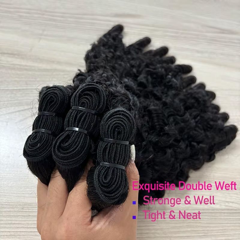 Lumiere Curly Human Hair Burmese Curly 3 Bundles with Spriral End for Women Natural Black