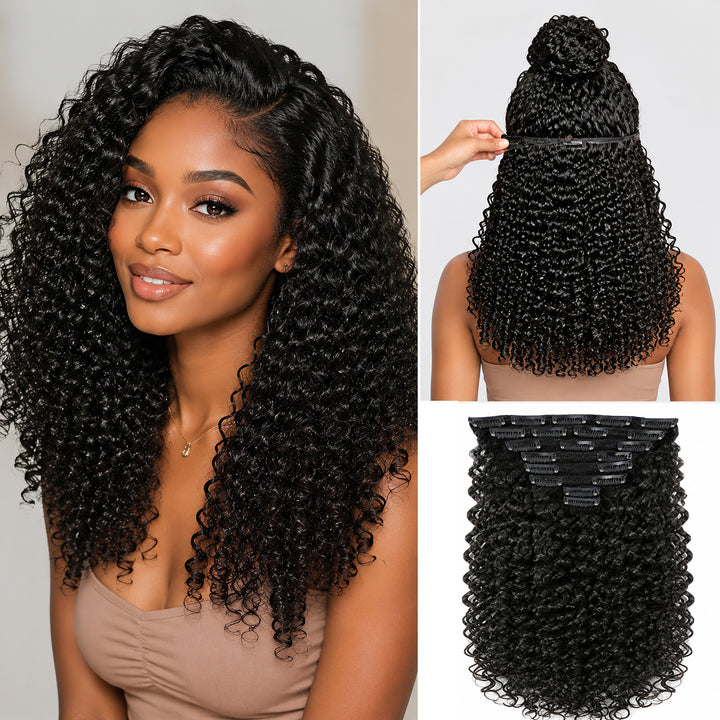 Burmese Curly Seamless Clip in Human Hair Extensions Real Human Hair 120g/8 Pieces 160g/10 Pieces