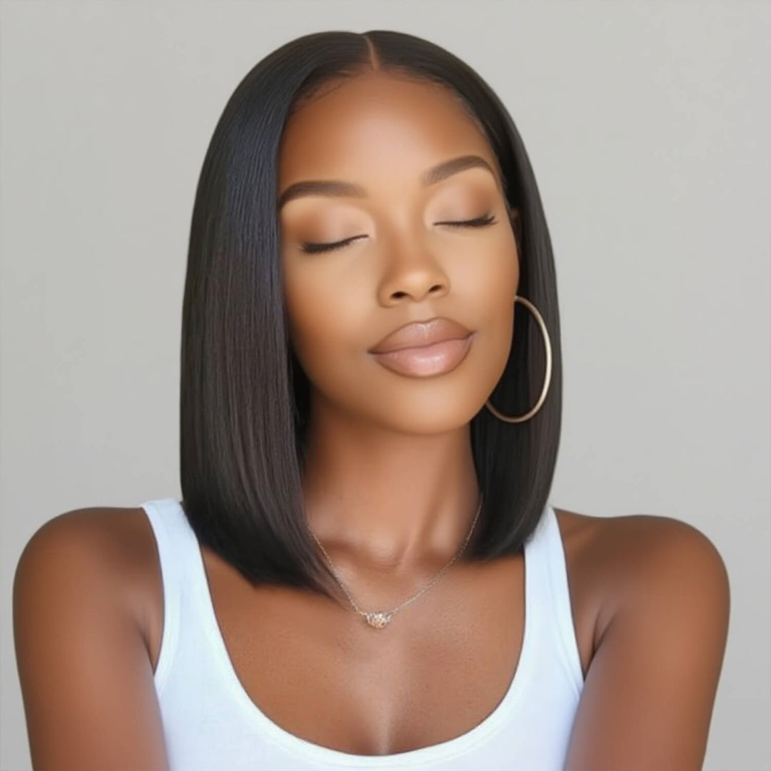 15A Lumiere 250% Density Blunt Cut 2x6 Lace Closure Wig New HD Bob Wig Human Hair Straight Wigs for Women Natural Black