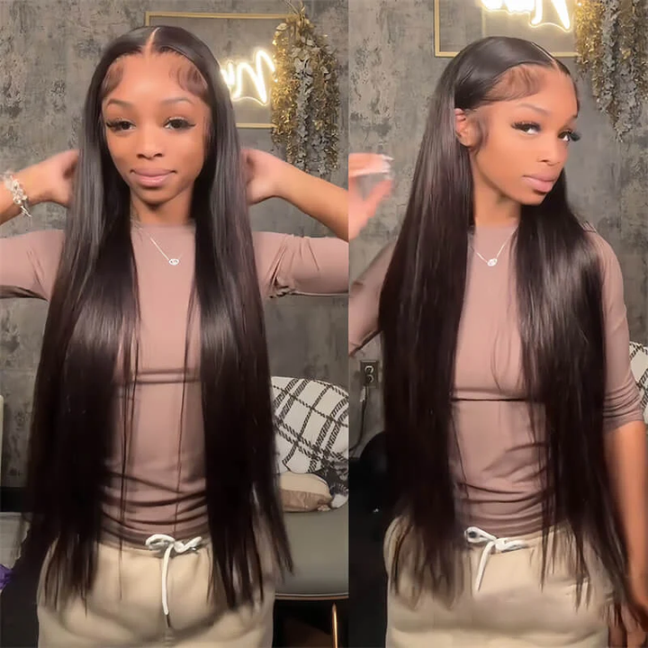 Lumier #4 Dark Brown 13x4 Straight Lace Frontal Human Hair Wig (No Code Need)