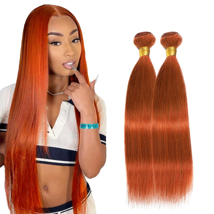 Highlight #350 Ginger Straight Bundles Human Hair 2 Bundles  Brazilian Virgin Hair