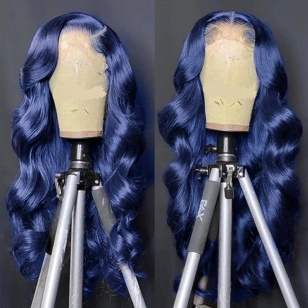 Lumiere Dark Blue Bomb Pre Colored 13x4 Straight/Body Lace Frontal Human Hair Wig (No Code Need)