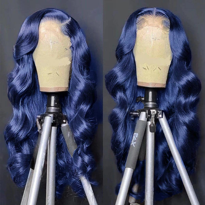Lumiere Dark Blue Bomb Pre Colored 13x4 Straight/Body Lace Frontal Human Hair Wig (No Code Need)