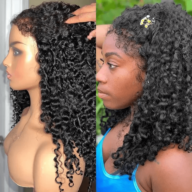 Glueless 4C Edges Water Wave Hair Invisible HD Lace Front Human Hair Wigs With Curly Edges