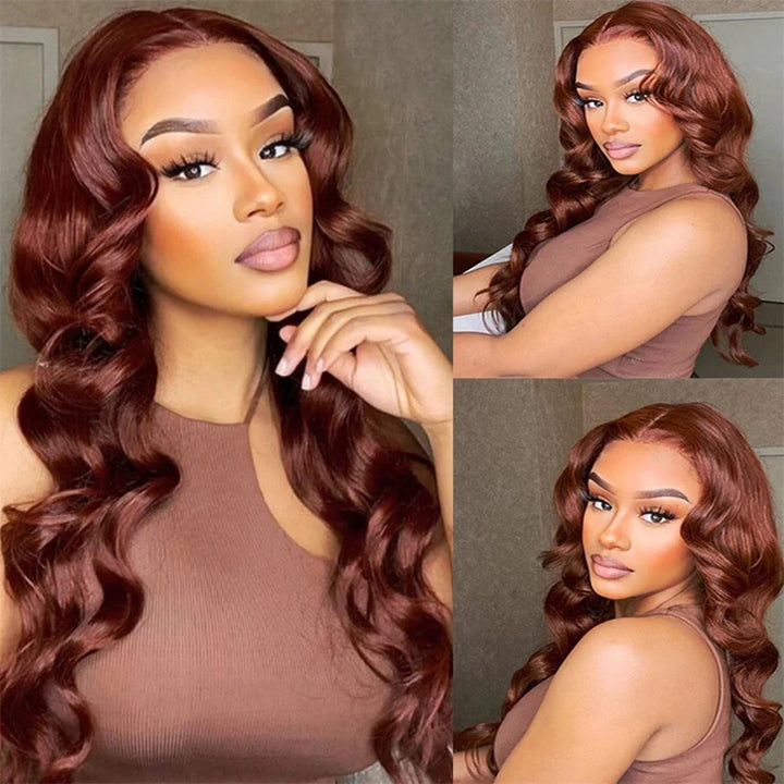 Lumiere Hair Ready To Go Color #33 Reddish Brown Body Wave Lace 4x4 & 5x5  Pre-cut Lace Glueless Wigs Human Hair