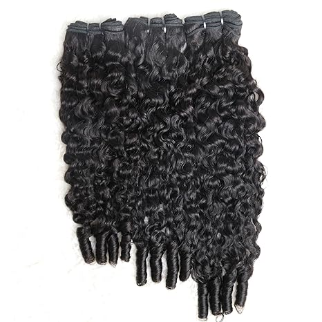 Lumiere Curly Human Hair Burmese Curly 3 Bundles with Spriral End for Women Natural Black