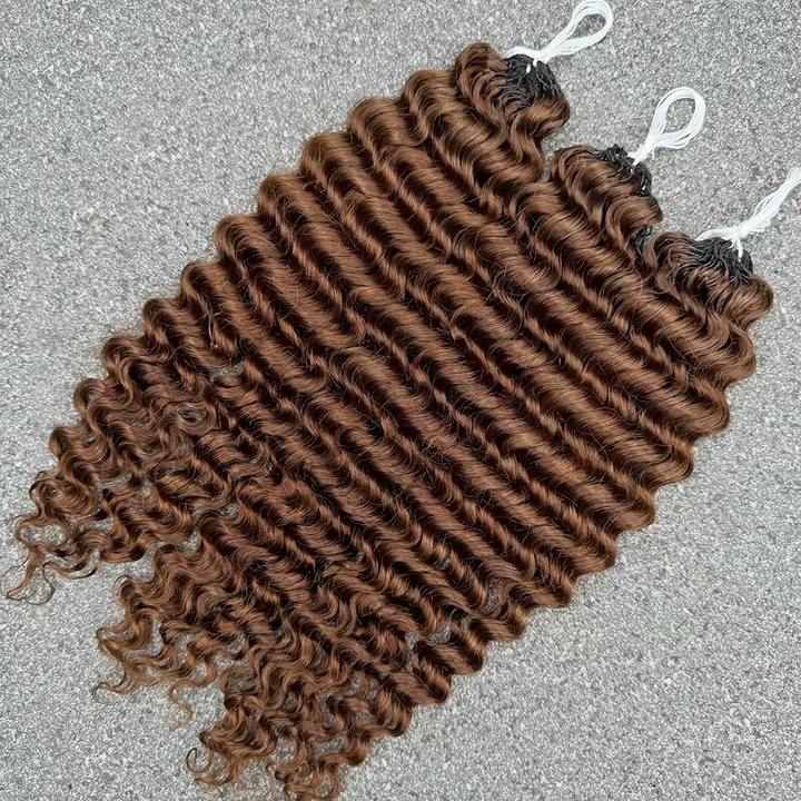 #4 Brown Deep Wave Feather Crochet Human Hair Miracle Knots 100% Real Remy Human Hair Extensions