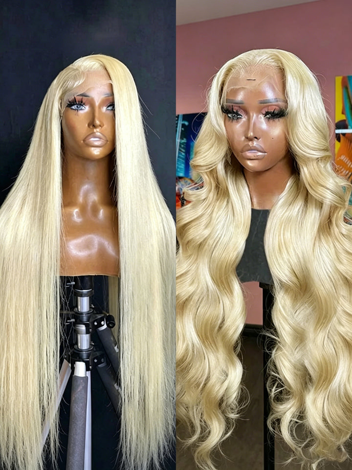 Vente Flash Body Wave 13x4 HD Lace Front Wig Preplumed 613 Honey Blond Color Wigs for Women 
