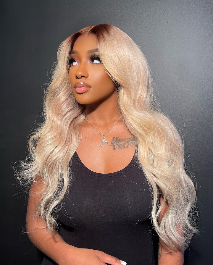 Root4/613 Body/Straight Human Hair Body/Straight Wigs Transparent  Lace Frontal Wig 200% Density Wigs For Women