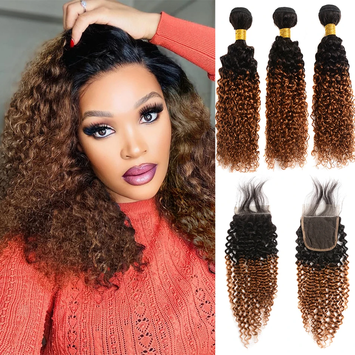 Mettez en surbrillance P4 / 27 Water Wave 3 Bundles avec des cheveux brésiliens transparents à fermeture à lacet 4X4 