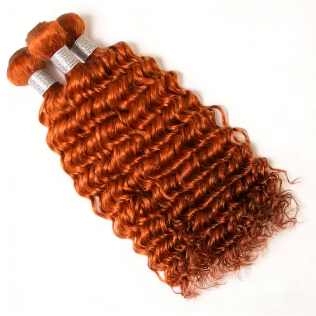 #350 Ginger Color Deep Wave 3 Bundles 100% Human Hair(No Code Need)