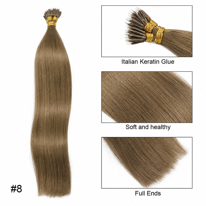 Nano Ring Hair Extensions Straight Human Hair Micro Bead Hair Extensions for Women Daily Use 100g/set