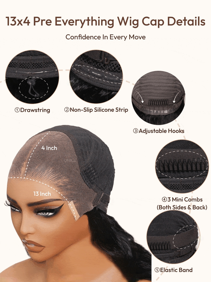[Glueless Wig] Upgrade Lumiere Kinky Straight 13x4 Pre Cut Lace Glueless Wigs Ready To Go Human Hair Wig