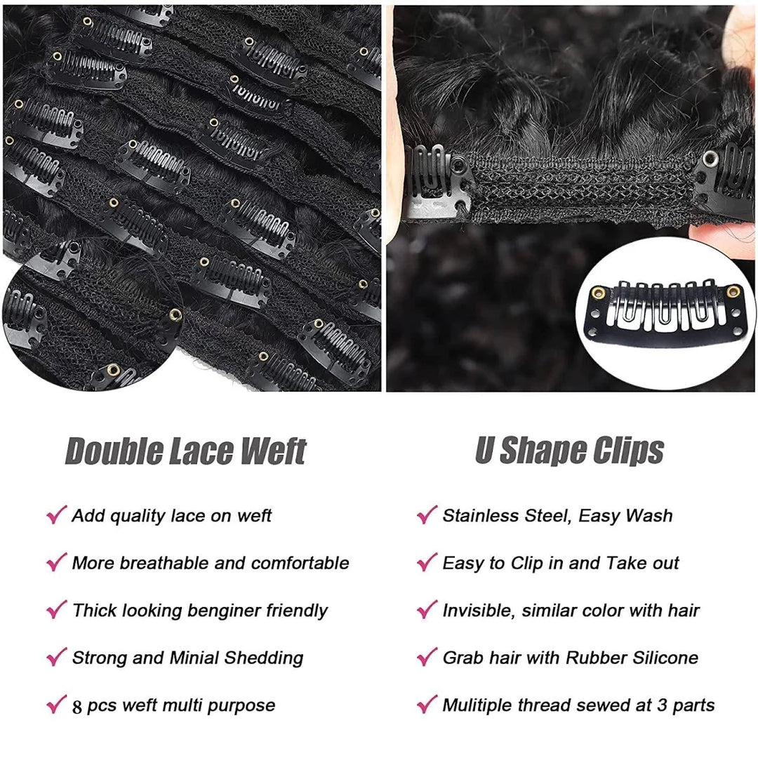Ship In 24Hours-Lumiere Water Wave Clip In Human Hair Extensions Natural Color 8 Pieces/Set 120G  10piece/set 160g