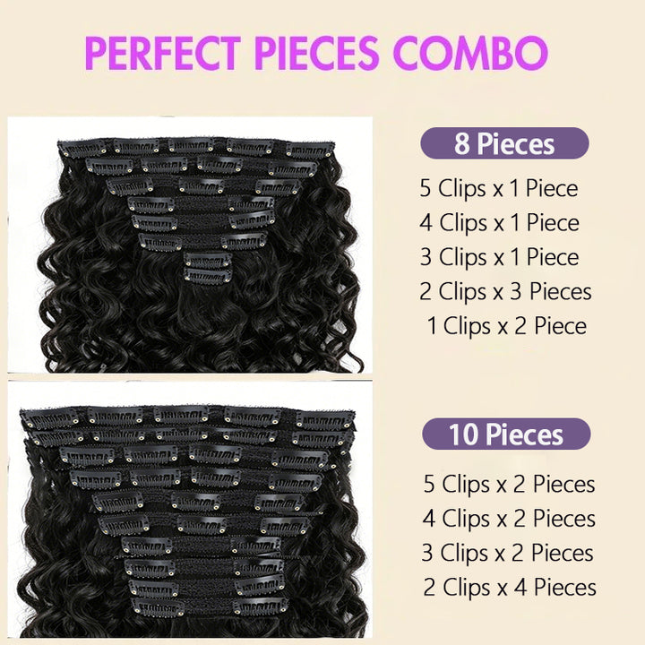 Burmese Curly Seamless Clip in Extensions Real Human Hair 120g/8pcs 160g/10pcs