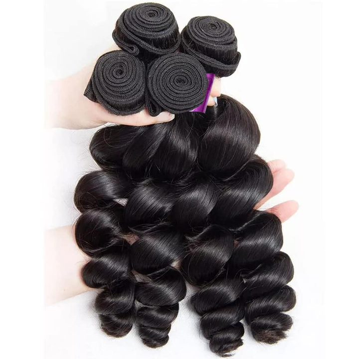 (B2) Loose Wave 4 Bundles  Human Hair  100% Brazilian Raw Human Hair for Women