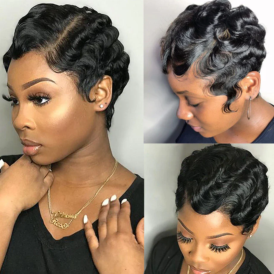 Big Sale：$ 135.55= T part 13X1X4 Lace Short Bob Pixie Cut Wig:Natural Color+T/99J Color