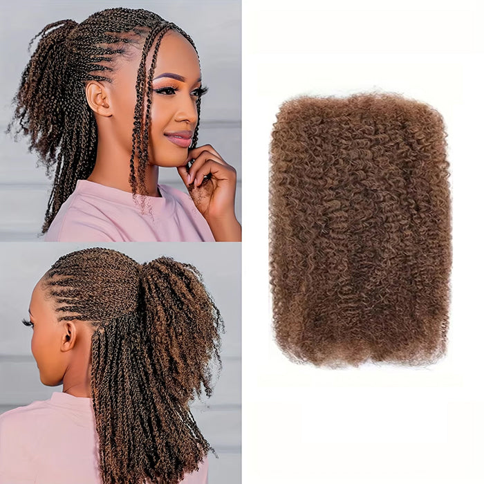 #6 Brown Afro Kinky Bulk Human Hair for Dreadlock Extensions Loc Repair Braiding Twist Tight Afro Kinky Human Hair