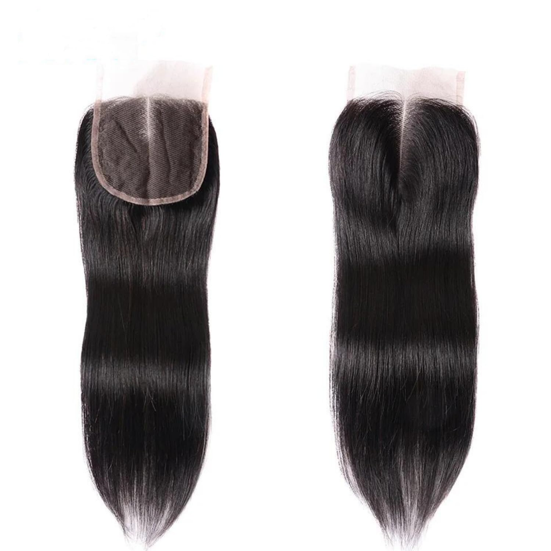 (B2)  3 Bundles Straight With 4x4  Lace Closure Brazilian Human Hair Extension