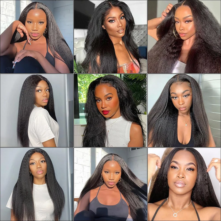 Lumiere Kinky Straight Glueless Wigs Human Hair Ready To Wear And Go 7x5 HD Pre Cut Lace Yaki Straight Human Hair Wigs For Women