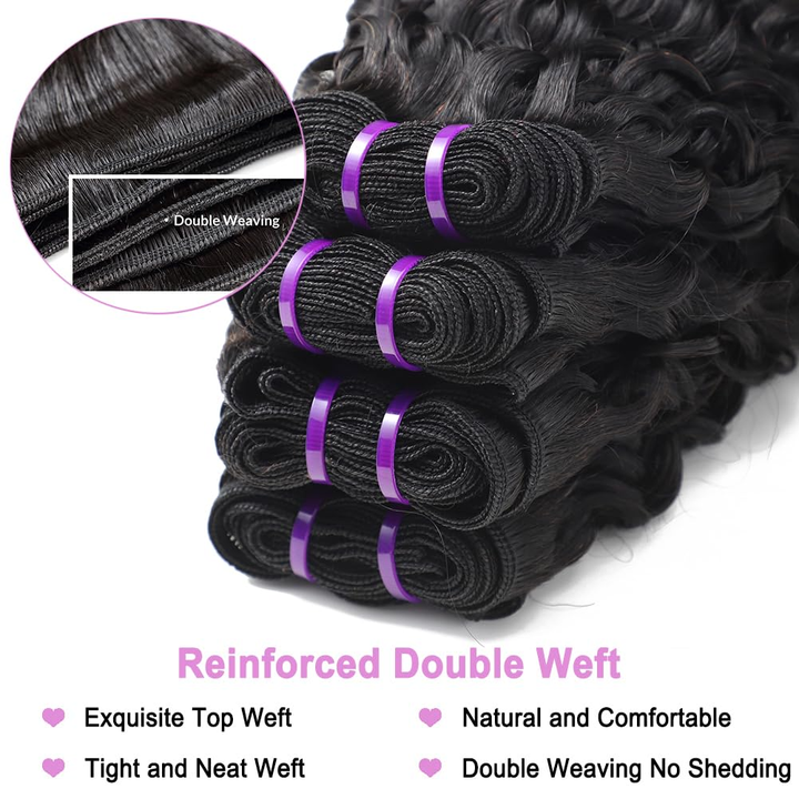 Lumiere 15A Natural Black Burmese Curly Human Hair 4 Bundles Double Weft Weave Bundle Extensions