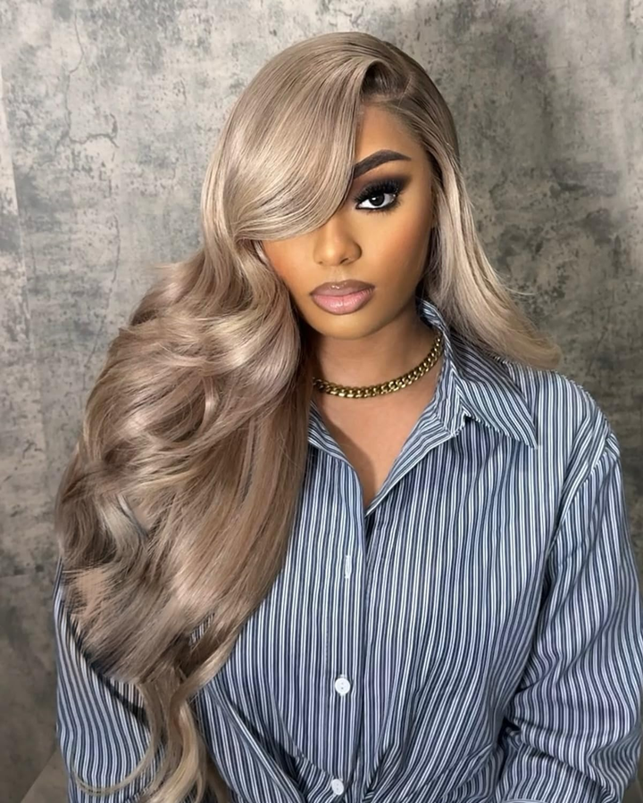 Lumiere Ash Blonde Color Lace Front Wig Human Hair 13x4 Body Wave Mini Knots HD Invisible Lace Wig for Women