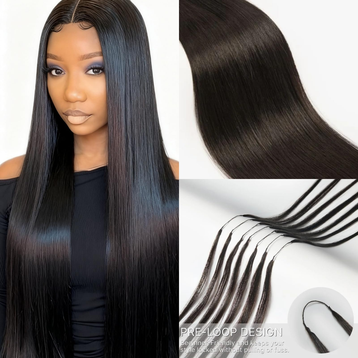 Lumiere Straight Feather Crochet Human Hair Boho Braid Styles Miracle Knots Pre-Separated Crochet Hair Extensions