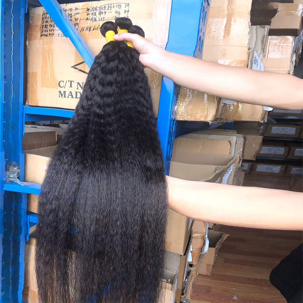 Lumiere 15A Kinky Straight 3 Bundles Human Hair Brazilian Virgin Natural Black Yaki Straight Bundles
