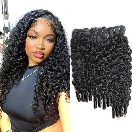 Lumiere Curly Human Hair Burmese Curly 3 Bundles with Spriral End for Women Natural Black