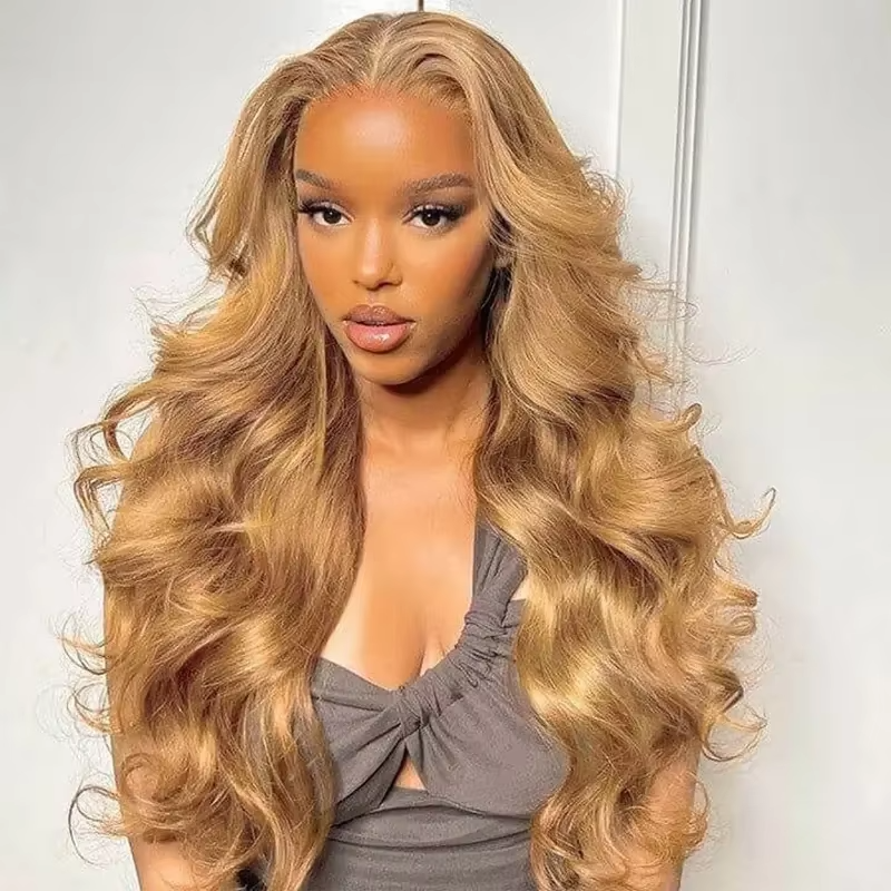 lumiere Couleur # 27 Brun clair vague de corps 4 Bundles 100% Extension de Cheveux Humains Vierges 