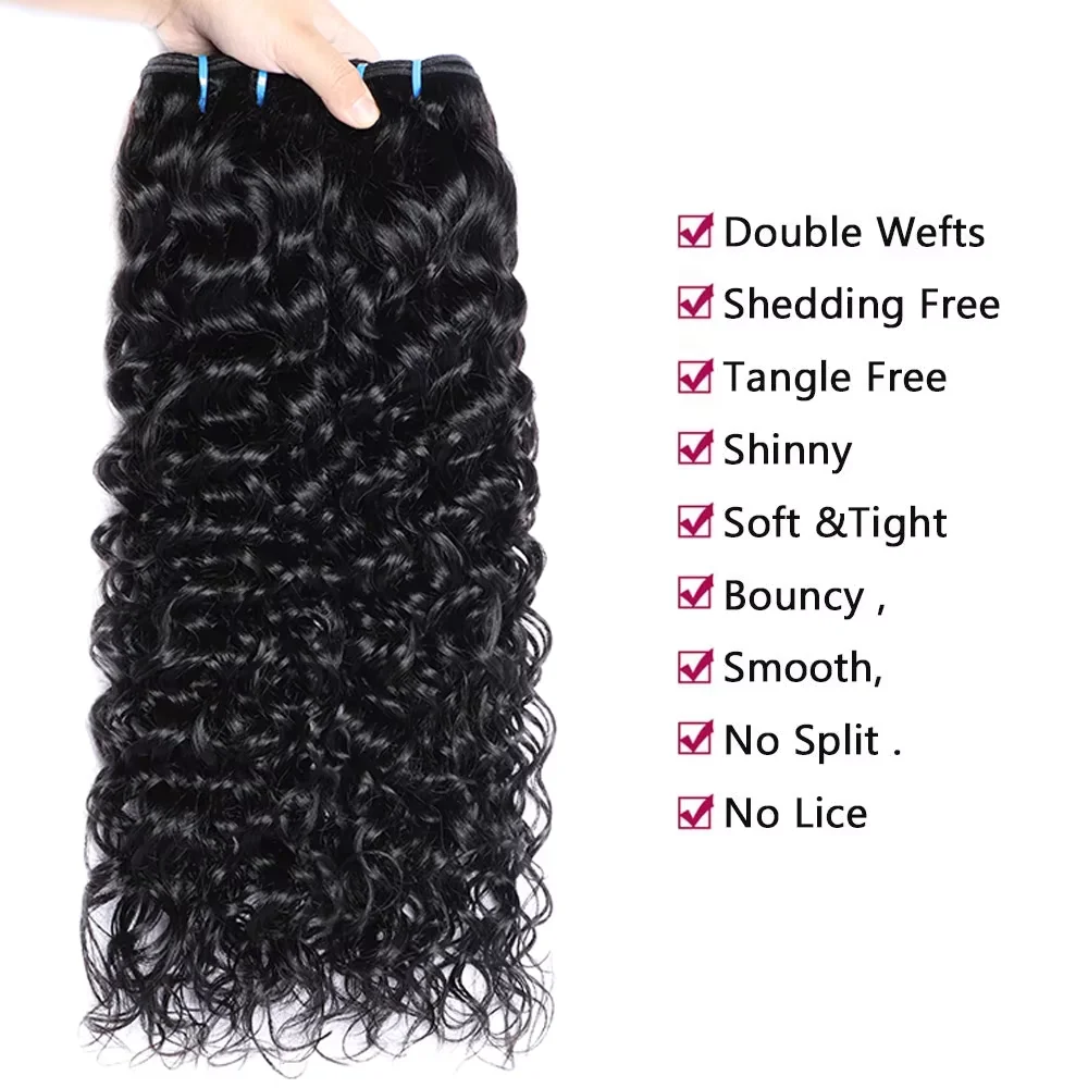 Lumiere 15A Water Wave Human Hair 3 Bundles Natural Black Brazilian Remy Hair