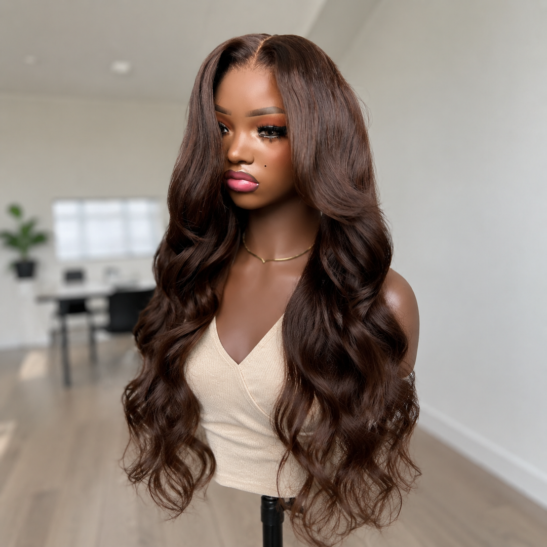 $131=22'' 13x4 Lace Wig丨Chocolate Brown Body Wave 13x4 HD Lace Human Hair Wig (No Code Need)