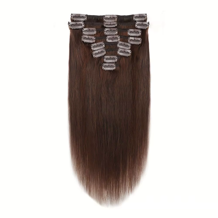 Lumiere #4 Straight Clips In 8PCS 120 Grams/Set Human  Clip in Hair Extensions for Women