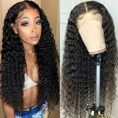 AMZ Lumiere 13x4 Deep Wave Lace Frontal Wigs 180 Density 28 Inch HD Transparent Deep Curly Lace Wigs