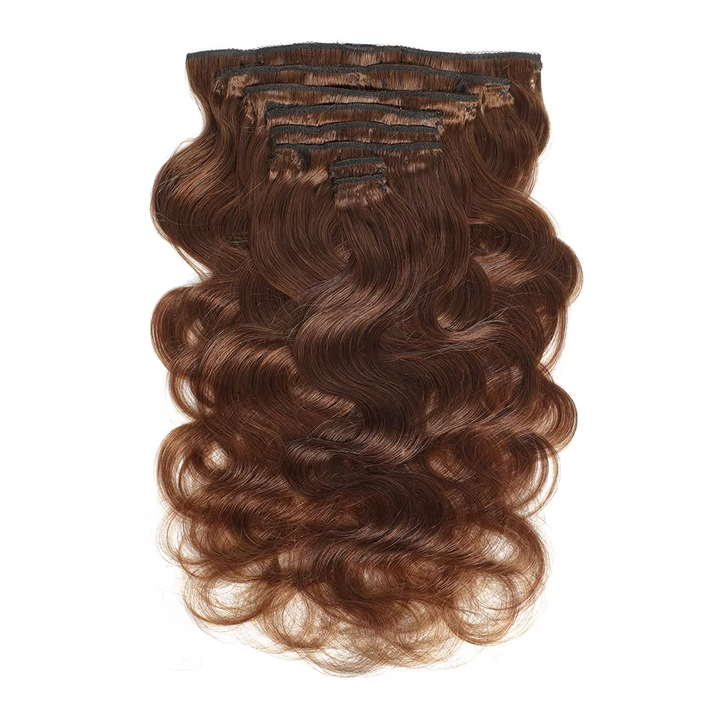 #4 Dark Brown Body Wave Clip In Human Hair Extensions 10-24 Inches 8 Pcs/Set