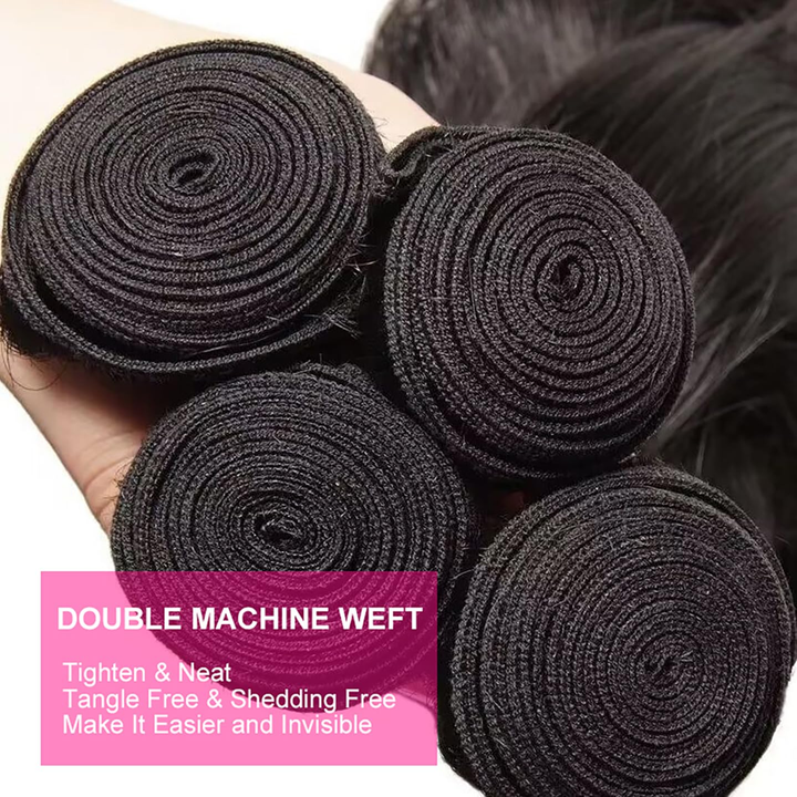 (B2)  4 Bundles Loose Wave With 4x4 Lace Closure Brazilian Hair Wave Bundles With Closure Natural Human Hair