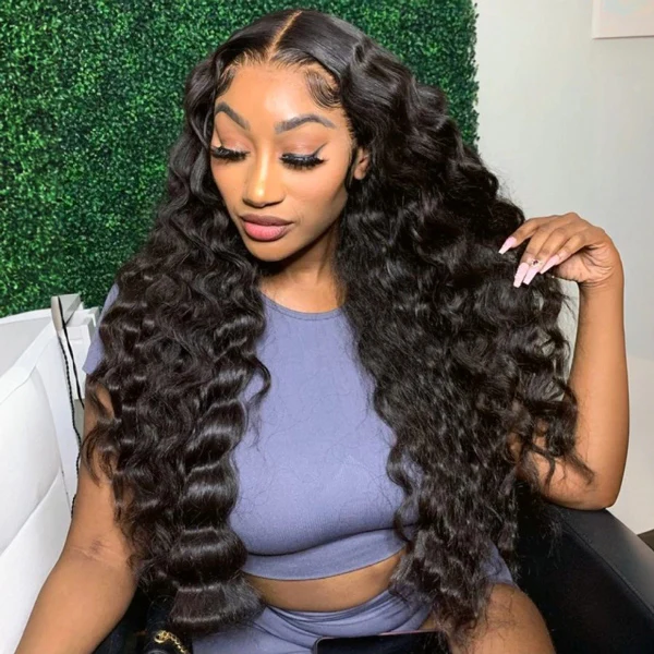 Lâche Deep Wave Lace Front/Fermeture sans colle pour les femmes noires Prelucked Human Hair 