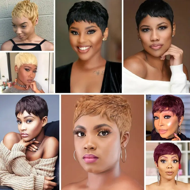 Naturel noir 13 x 4 x 1 partie latérale dentelle bouclée courte Pixie Cut Bob pour les femmes noires 