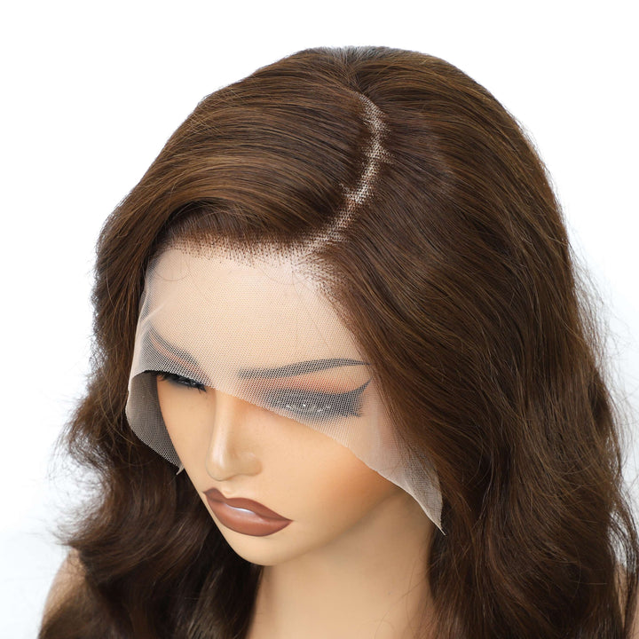 AMZ Lumiere #4 Color & Chocolate Brown Body Wave Wig 13x4 Lace Front Human Hair Wig 200% density