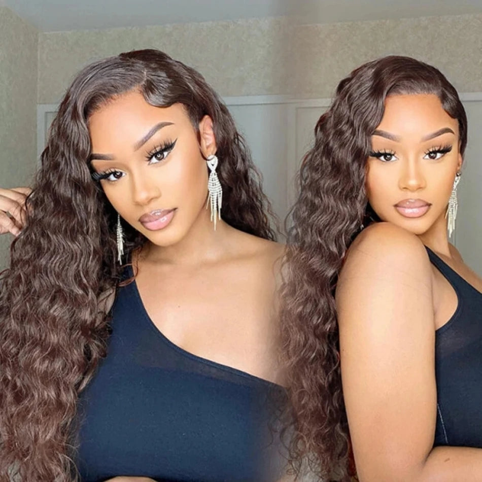 Lumiere Hair Deep Wave Chocolate Brown Lace 4x4 & 5x5 Pre-cut lace Ready To Go Wig With Baby Hair