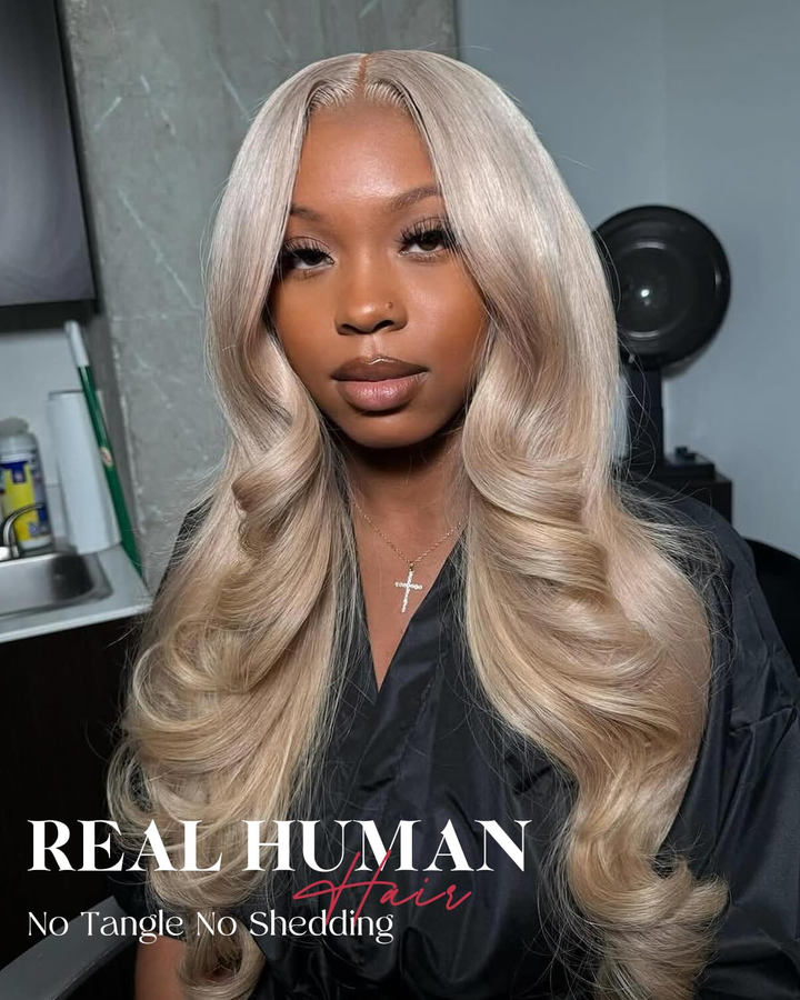Lumiere Ash Blonde Color Lace Front Wig Human Hair 13x4 Body Wave Mini Knots HD Invisible Lace Wig for Women