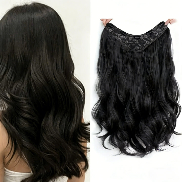 Lumiere 15A Invisible Clip In Long Hair Extensions Realistic Seamless Body Wave Wig One Piece 5 Clips Big Wave V-Shaped Hair Extensions