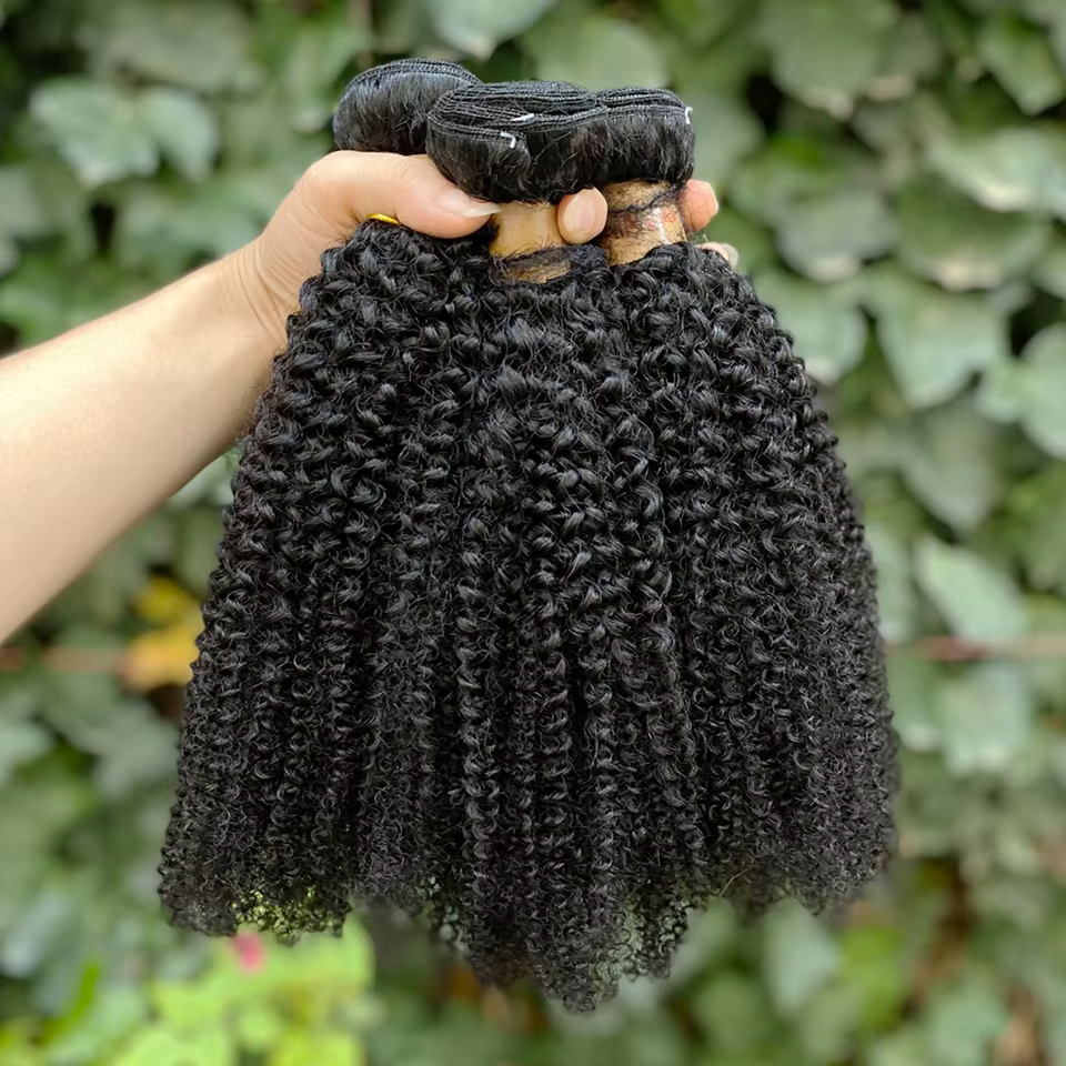 lumiere Hair Indian Afro Curly 4 Bundles Virgin Human Hair Extension