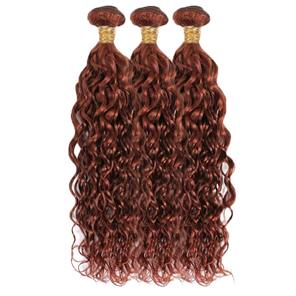 Lumiere #33 Reddish Brown Water Wave 3 Bundles Extensions 100% Human Hair(No Code Need)